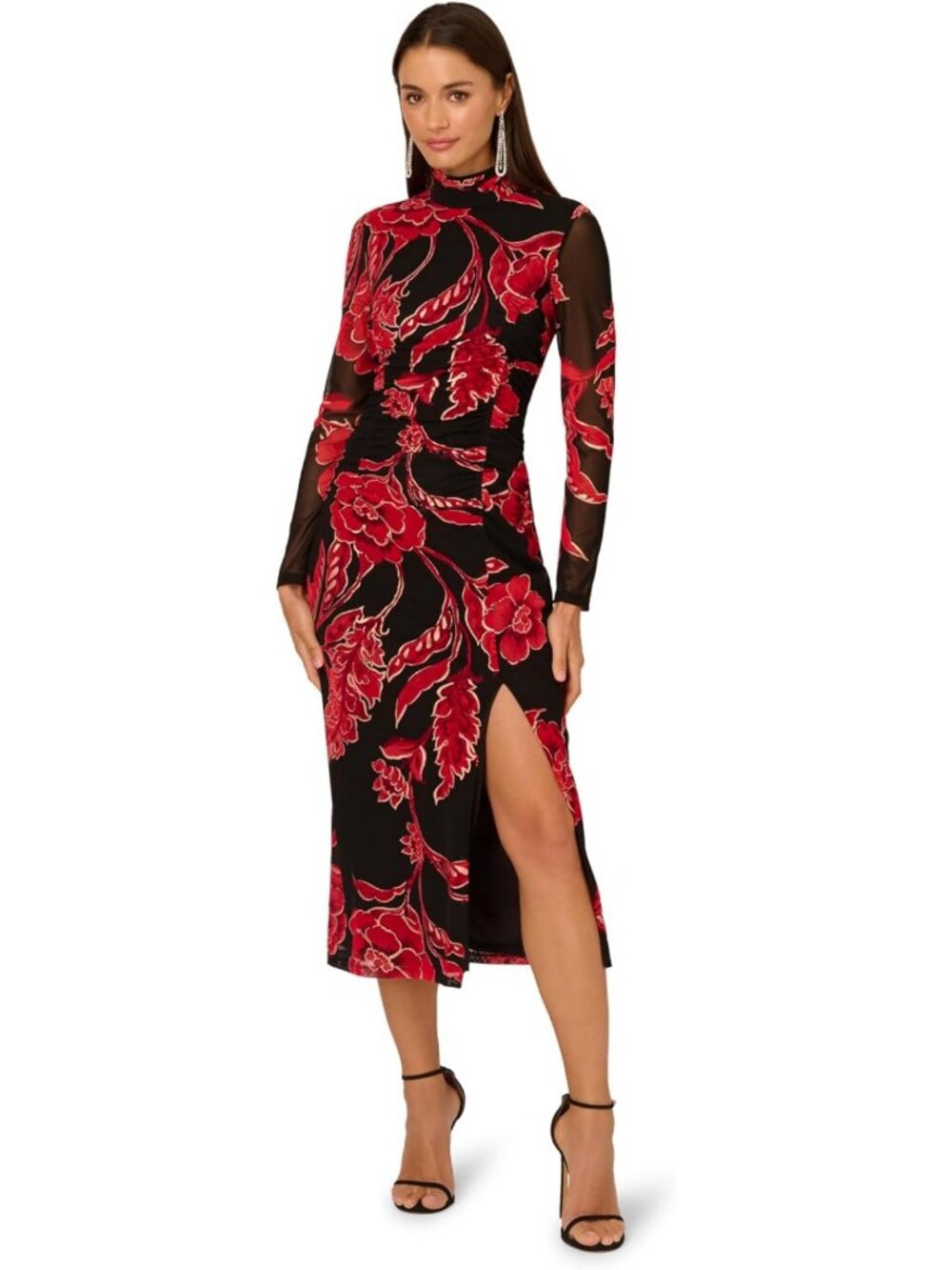 Elegant Mockneck Ruched Maxi Dress - Perfect for Weddings & Formal Events